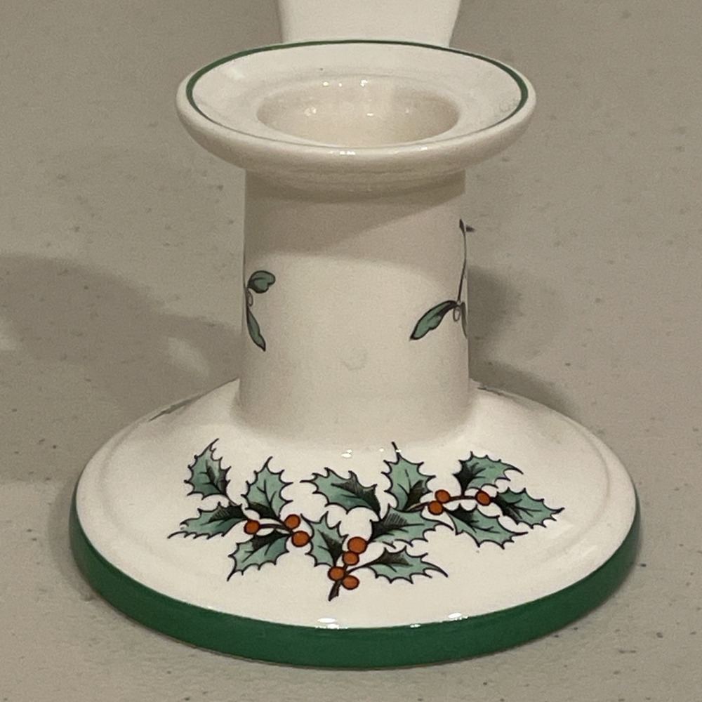 Vintage Spode Christmas Tree Chamberstick Candle Holder Holly Berry England - Picture 3 of 10